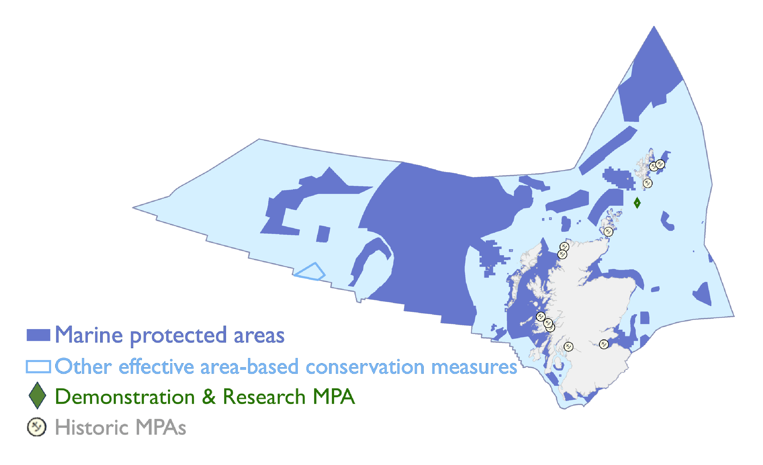 Map showing the current Scottish MPA Network.